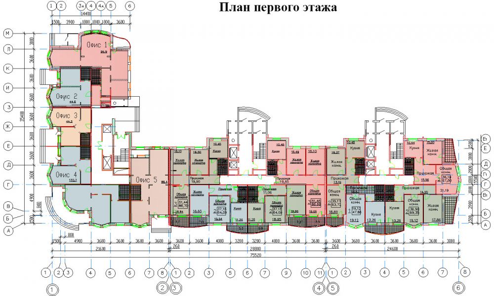 План 1 этажа многоквартирного дома